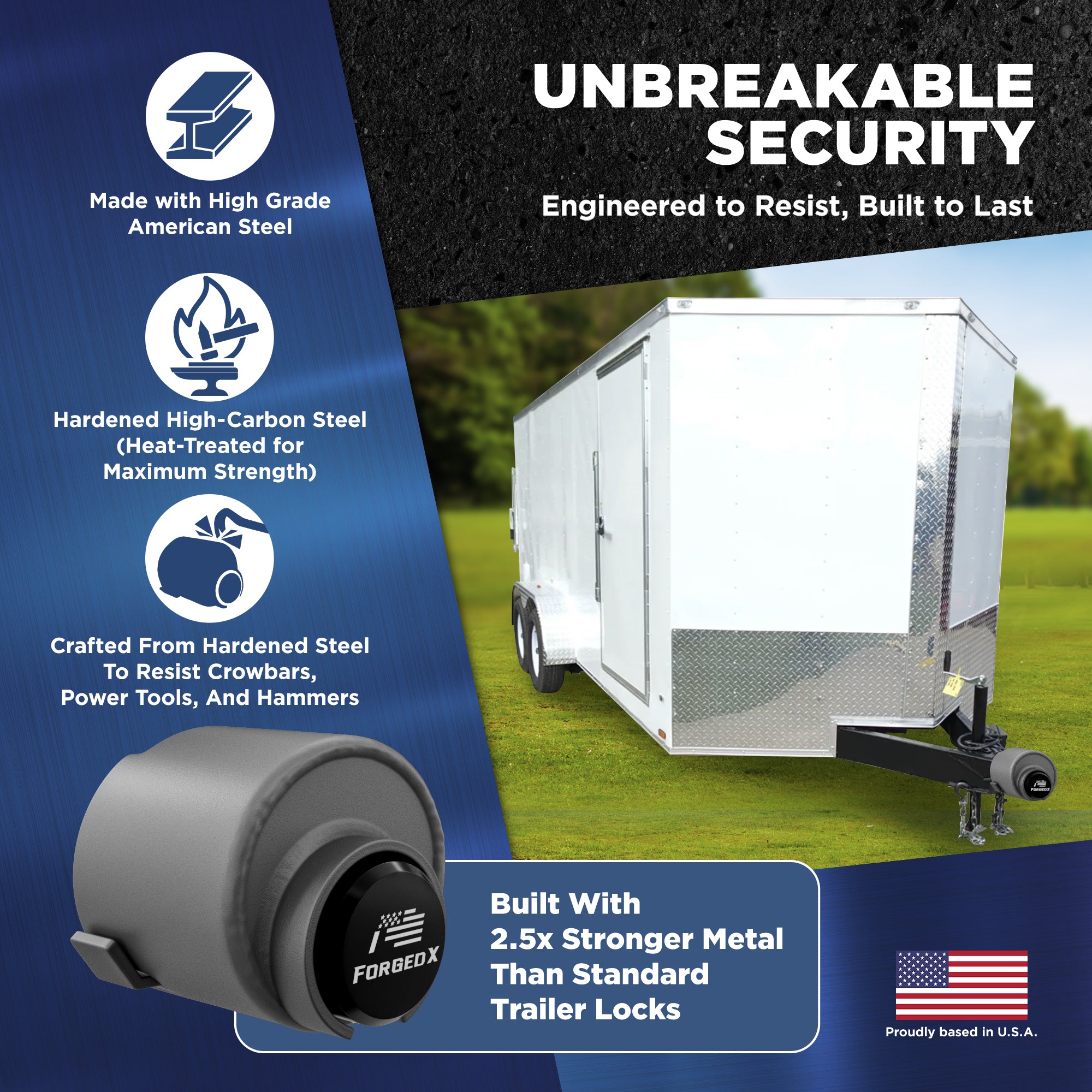 ForgedX Shield Pro Max Heavy-Duty Trailer Coupler Lock (Black)