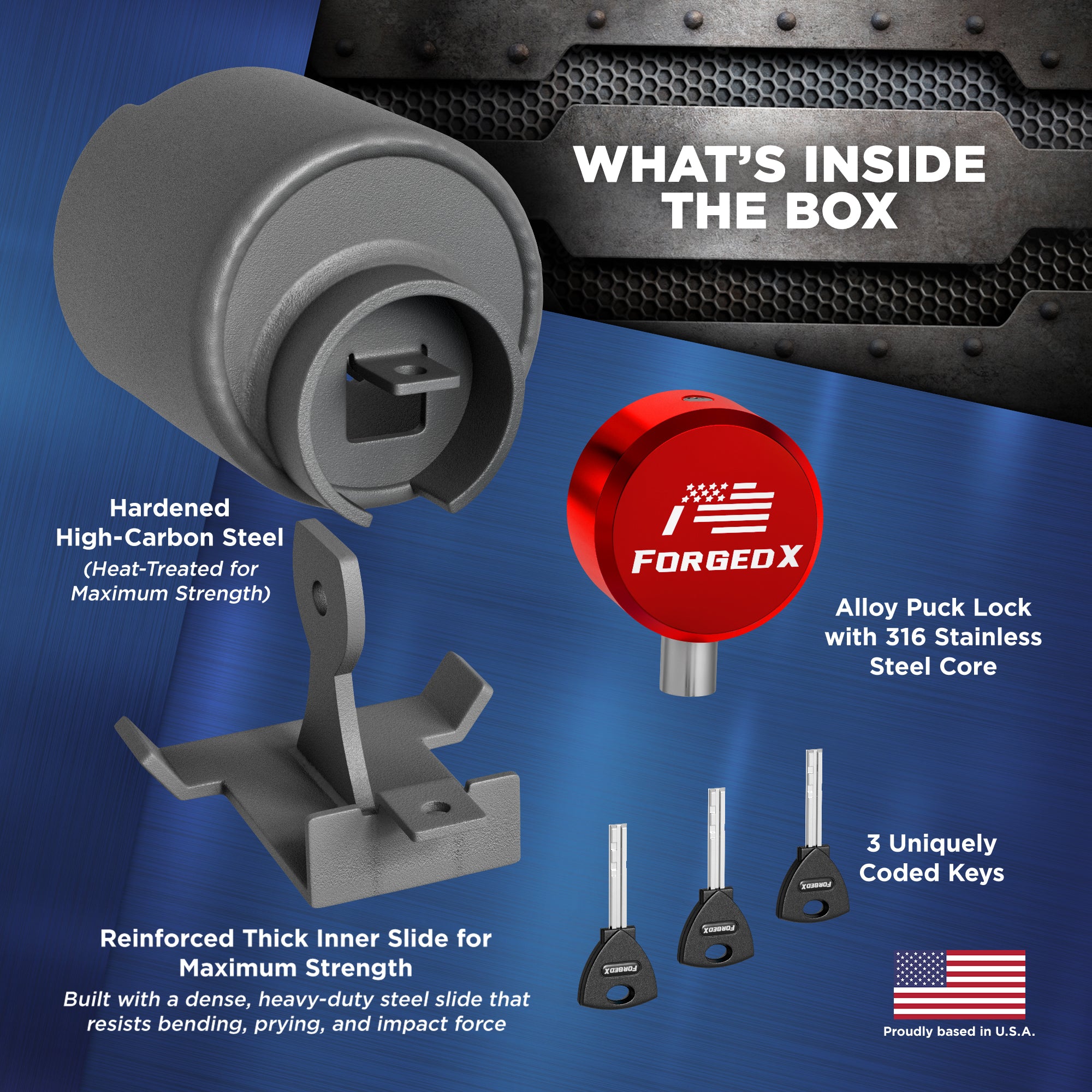 ForgedX Shield Pro Max Heavy-Duty Trailer Coupler Lock (Red)