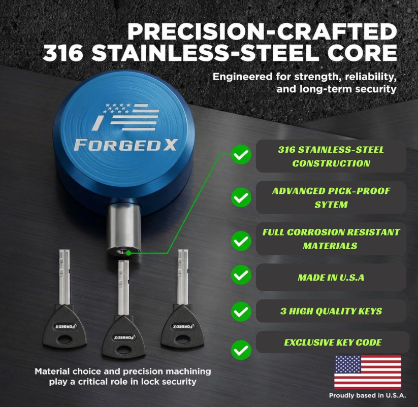 ForgedX Shield Pro Max Heavy-Duty Trailer Coupler Lock (Blue)