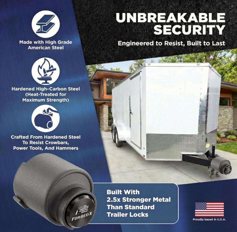 ForgedX Shield Pro Max Heavy-Duty Trailer Coupler Lock (Black)