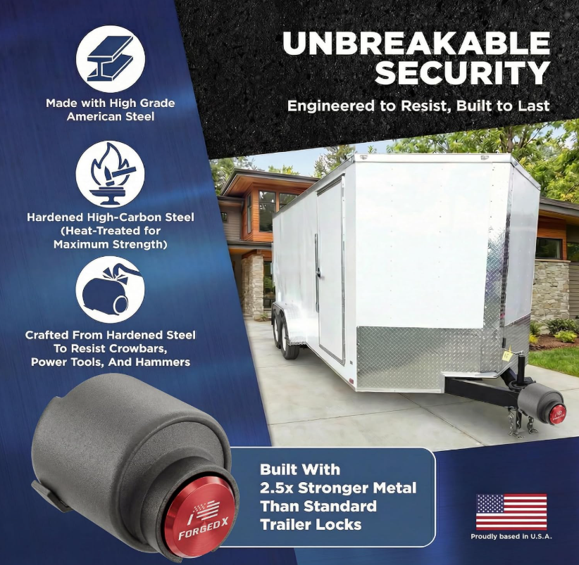 ForgedX Shield Pro Max Heavy-Duty Trailer Coupler Lock (Red)