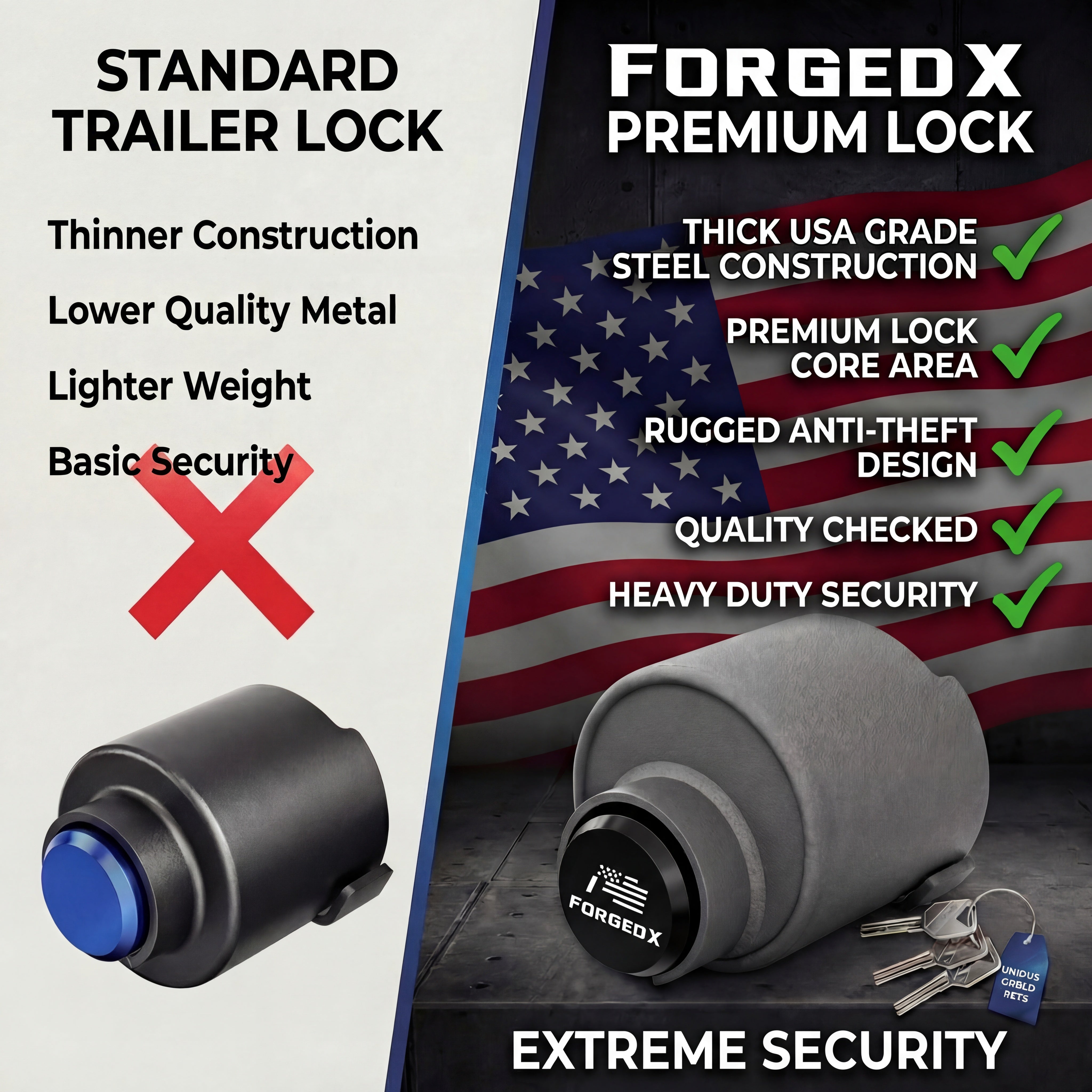 ForgedX Shield Pro Max Heavy-Duty Trailer Coupler Lock (Black)