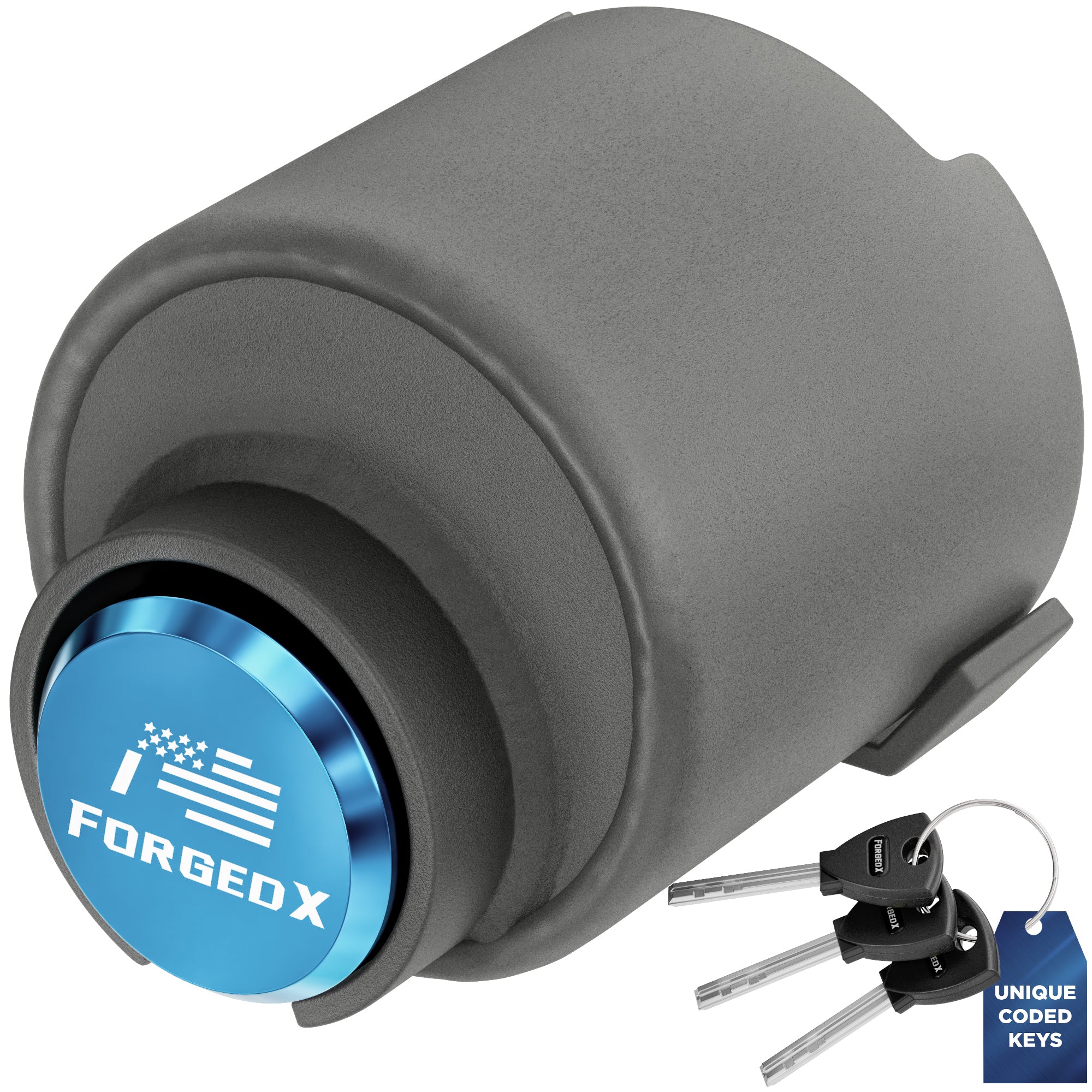 ForgedX Shield Pro Max Heavy-Duty Trailer Coupler Lock (Blue)