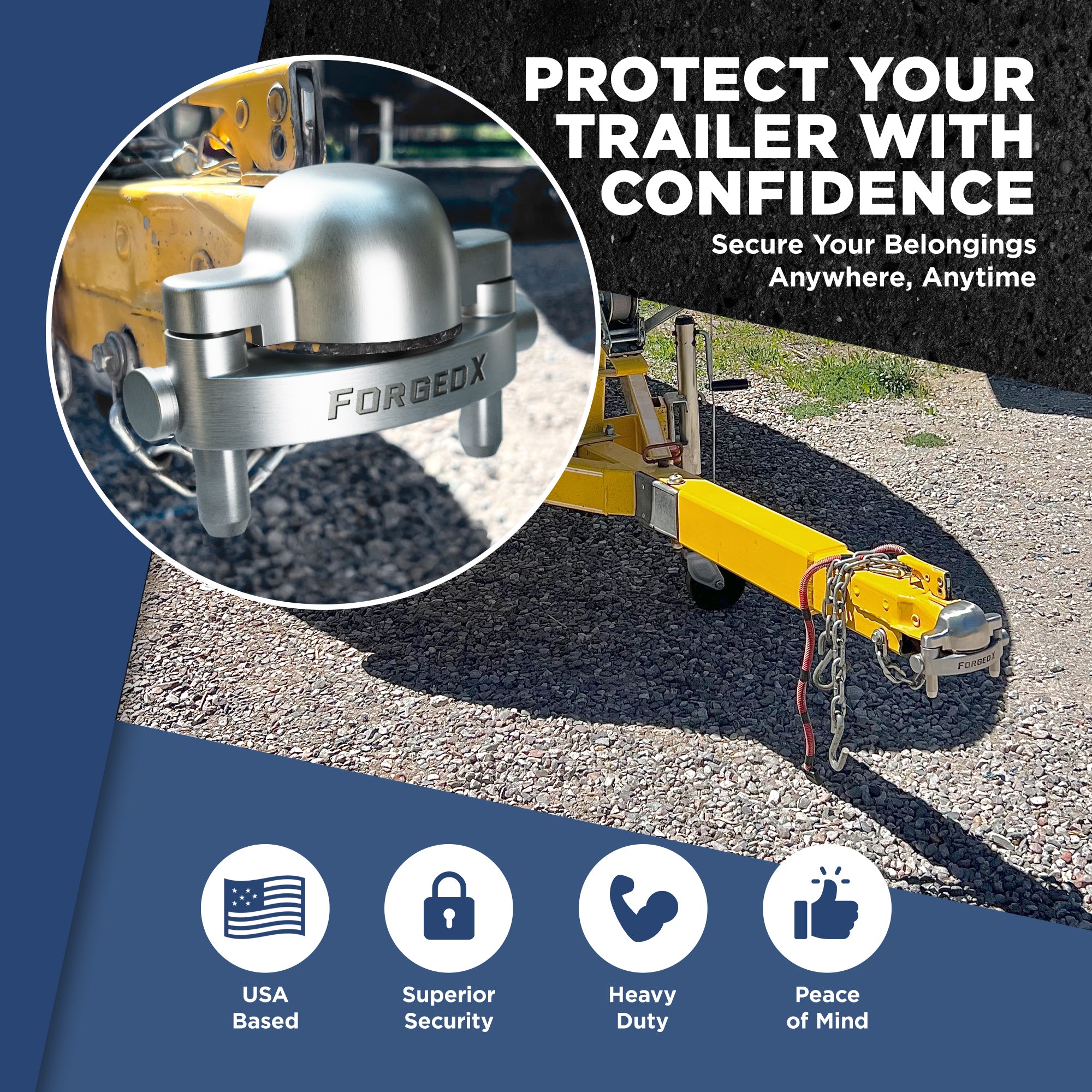 ForgedX Model SS316 Stainless Steel Trailer Coupler Lock