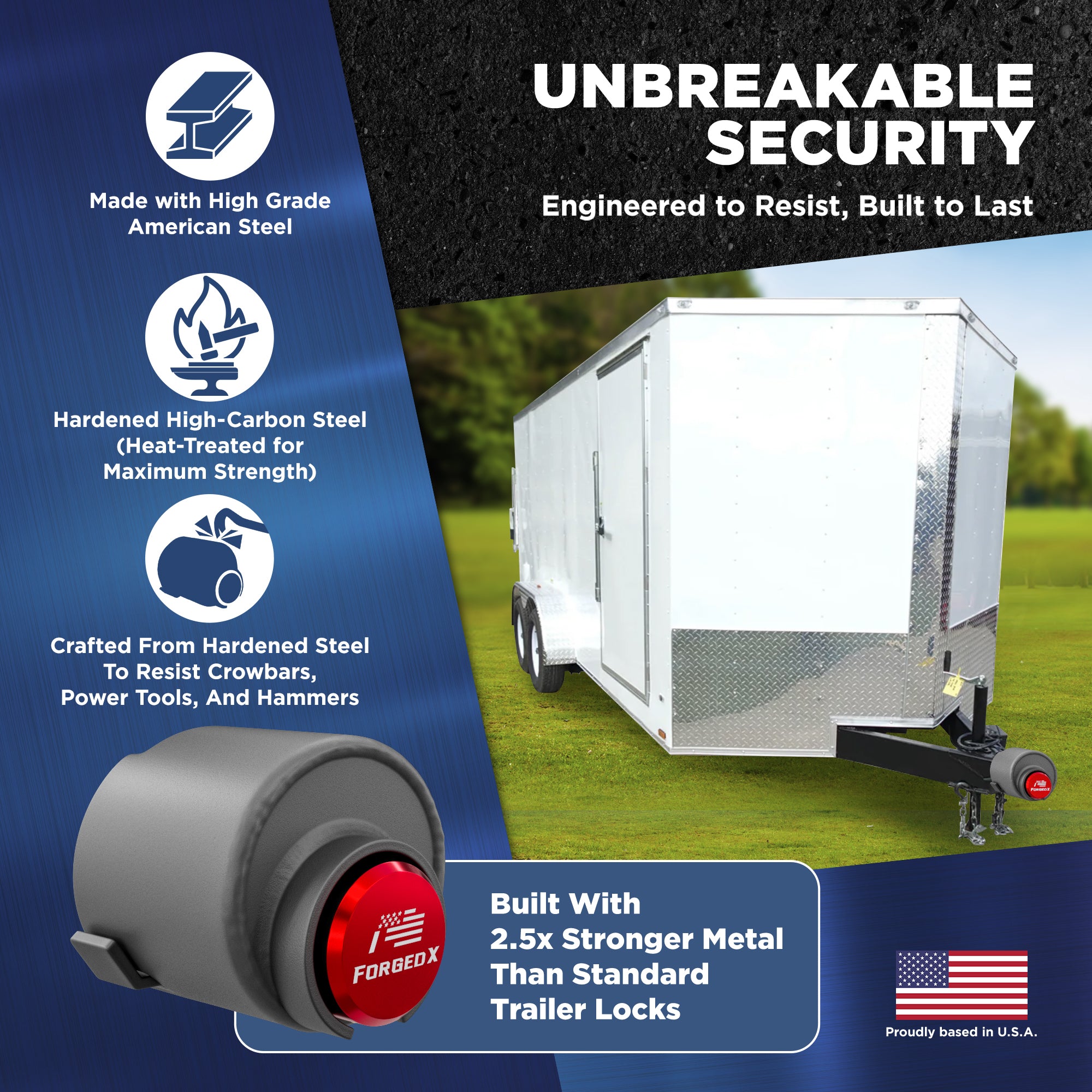 ForgedX Shield Pro Max Heavy-Duty Trailer Coupler Lock (Red)