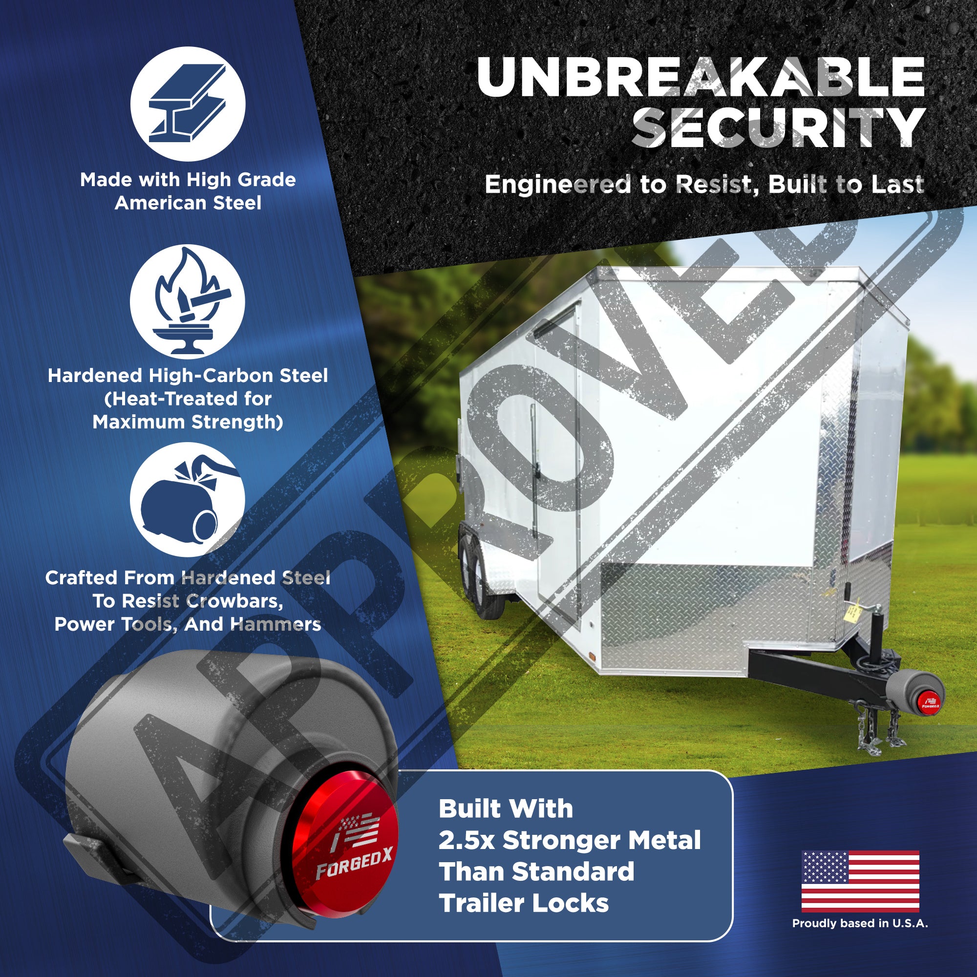 ForgedX Shield Pro Max Heavy-Duty Trailer Coupler Lock (Red)