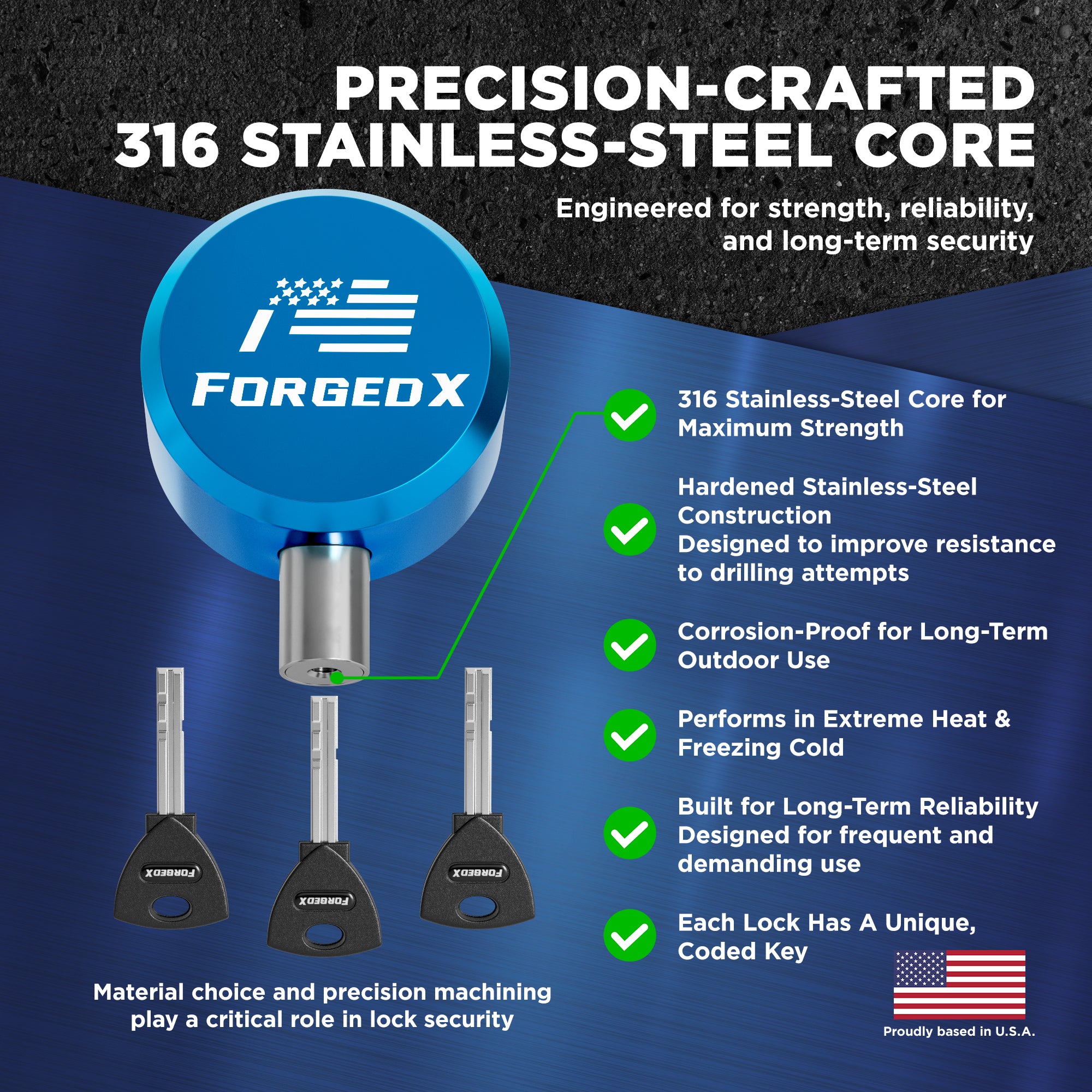 ForgedX Shield Pro Max Heavy-Duty Trailer Coupler Lock (Blue)