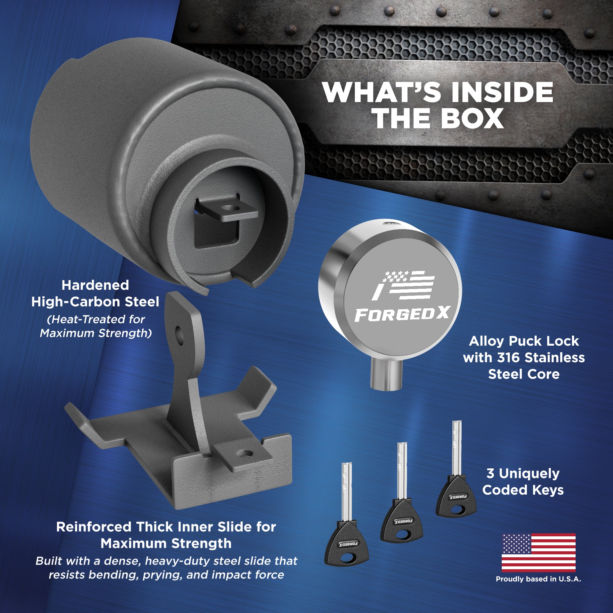 ForgedX Shield Pro Max Heavy-Duty Trailer Coupler Lock (Silver)