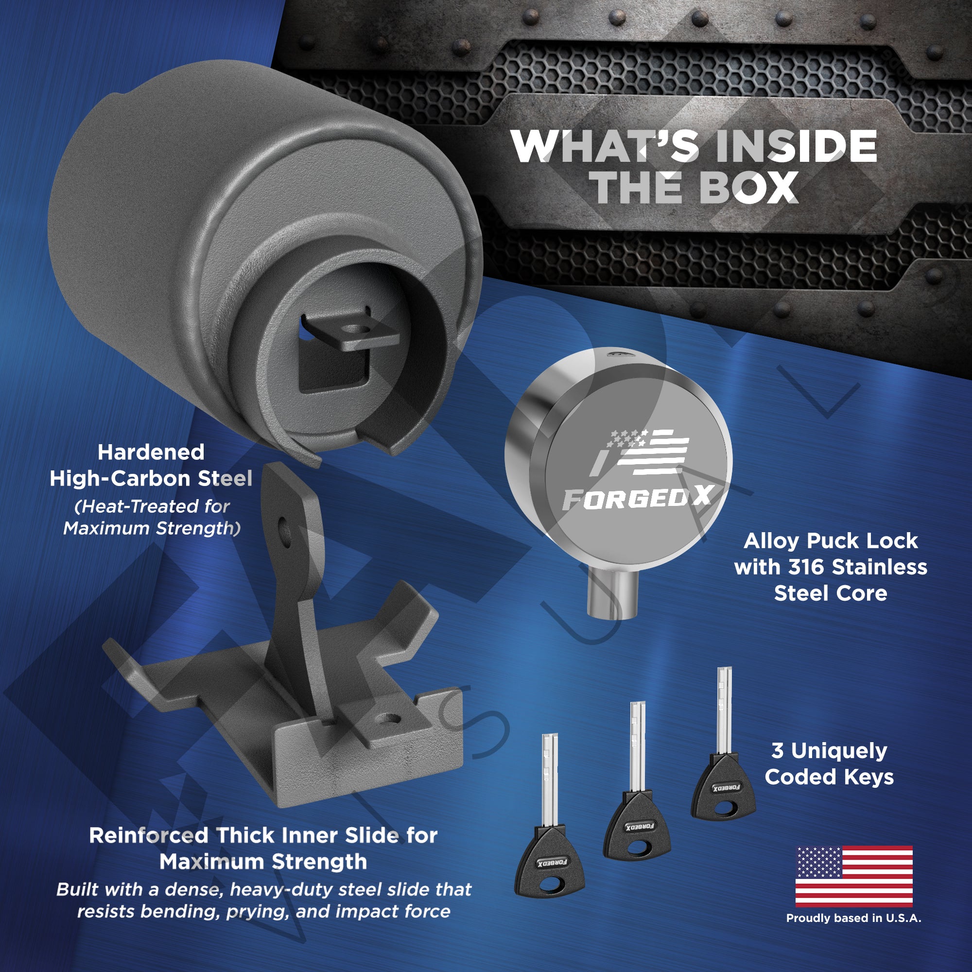 ForgedX Shield Pro Max Heavy-Duty Trailer Coupler Lock (Silver)