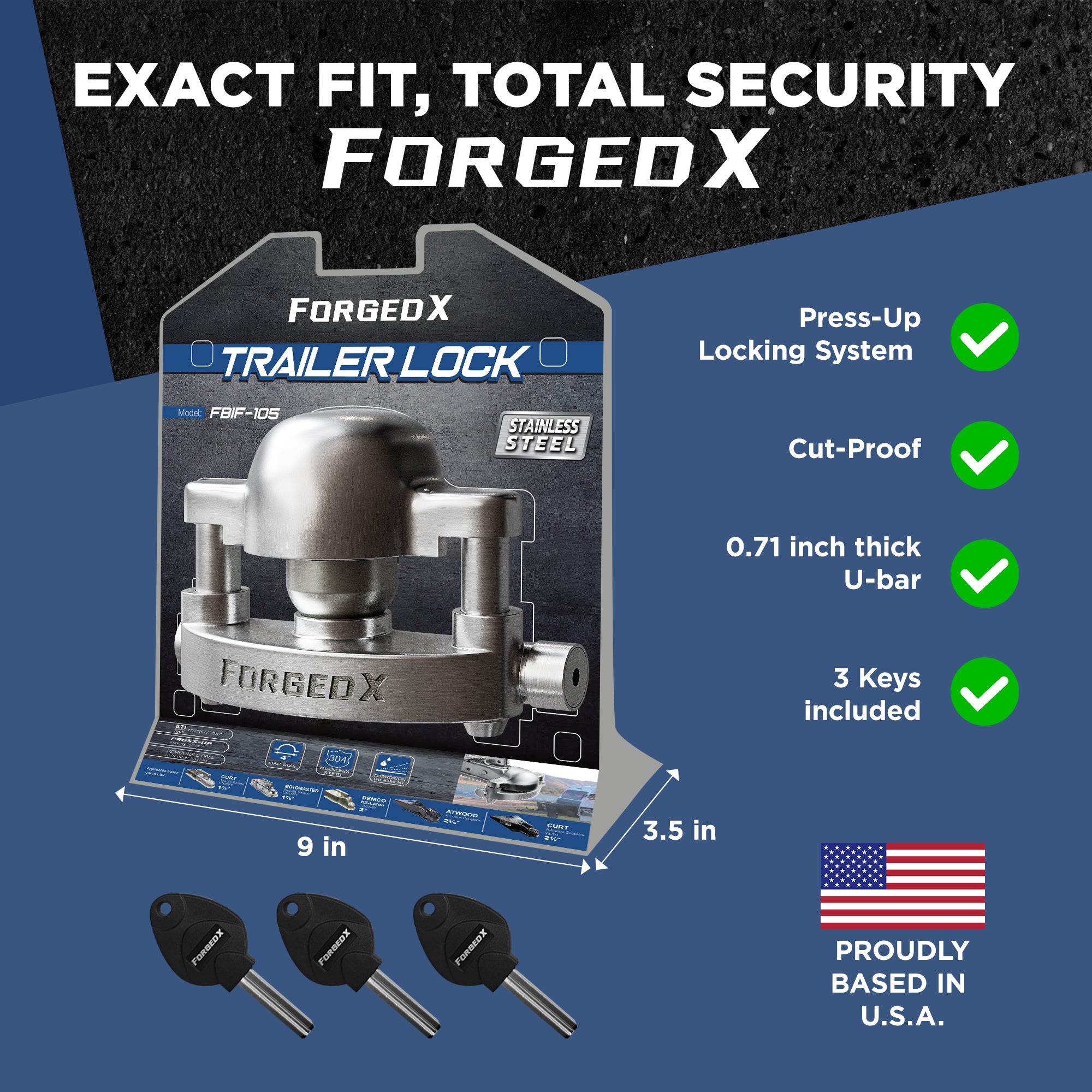 ForgedX Model SS316 Stainless Steel Trailer Coupler Lock