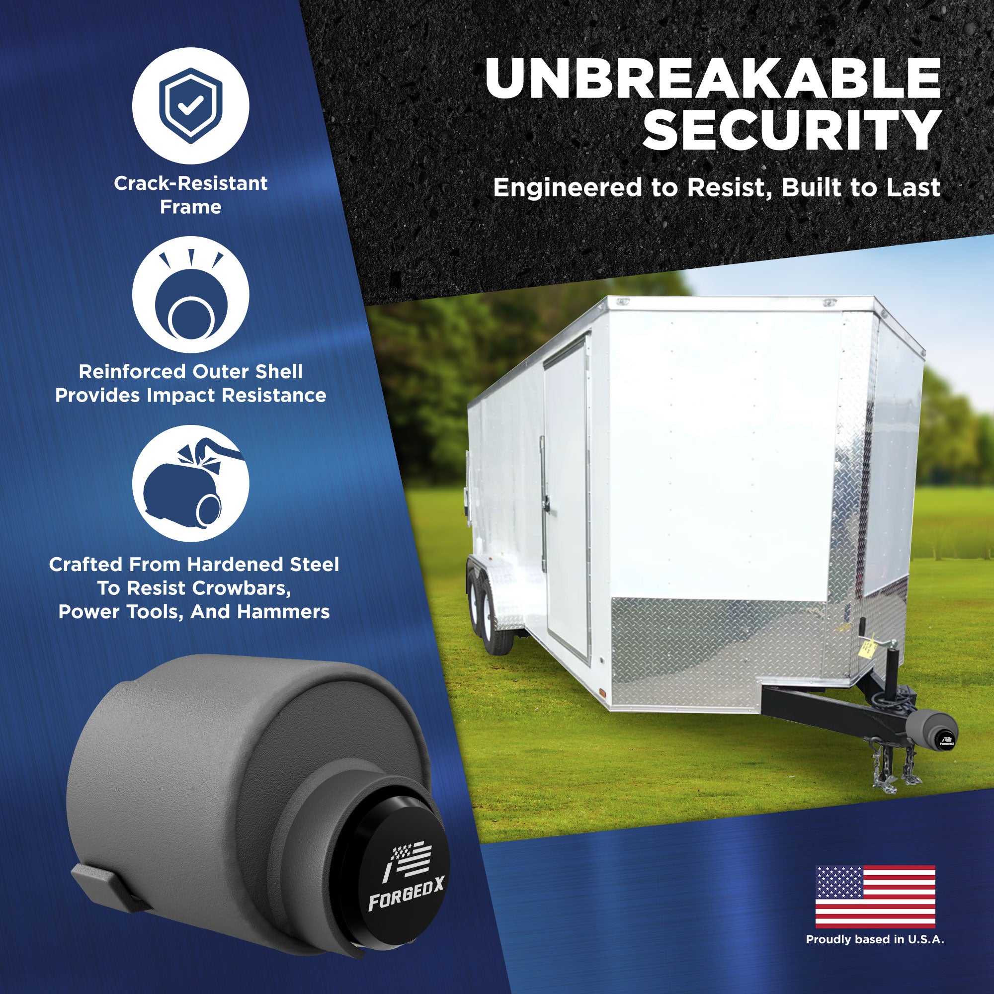 ForgedX Shield Pro Max Heavy-Duty Trailer Coupler Lock (Black)