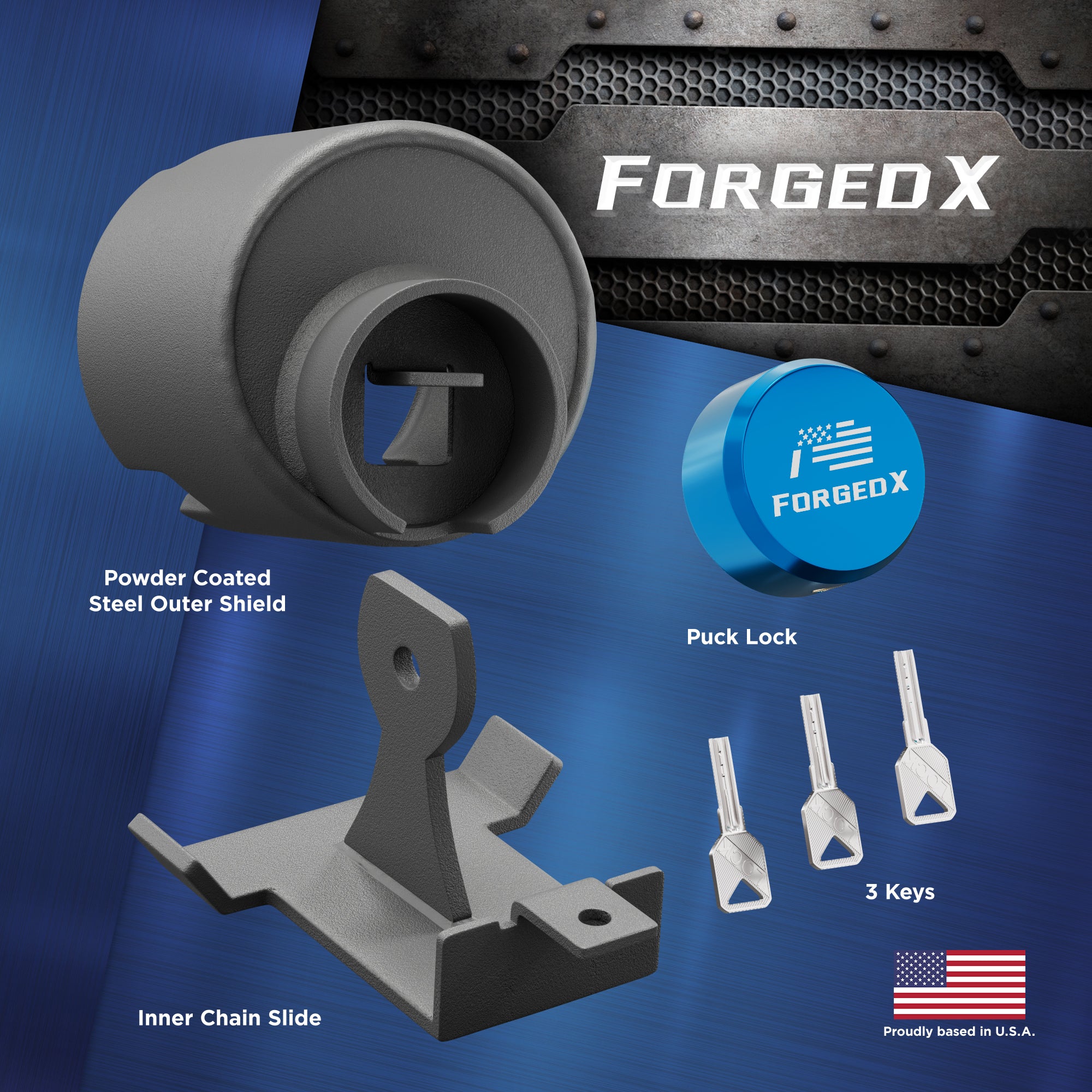 ForgedX Shield Pro Max Heavy-Duty Trailer Coupler Lock (Blue)