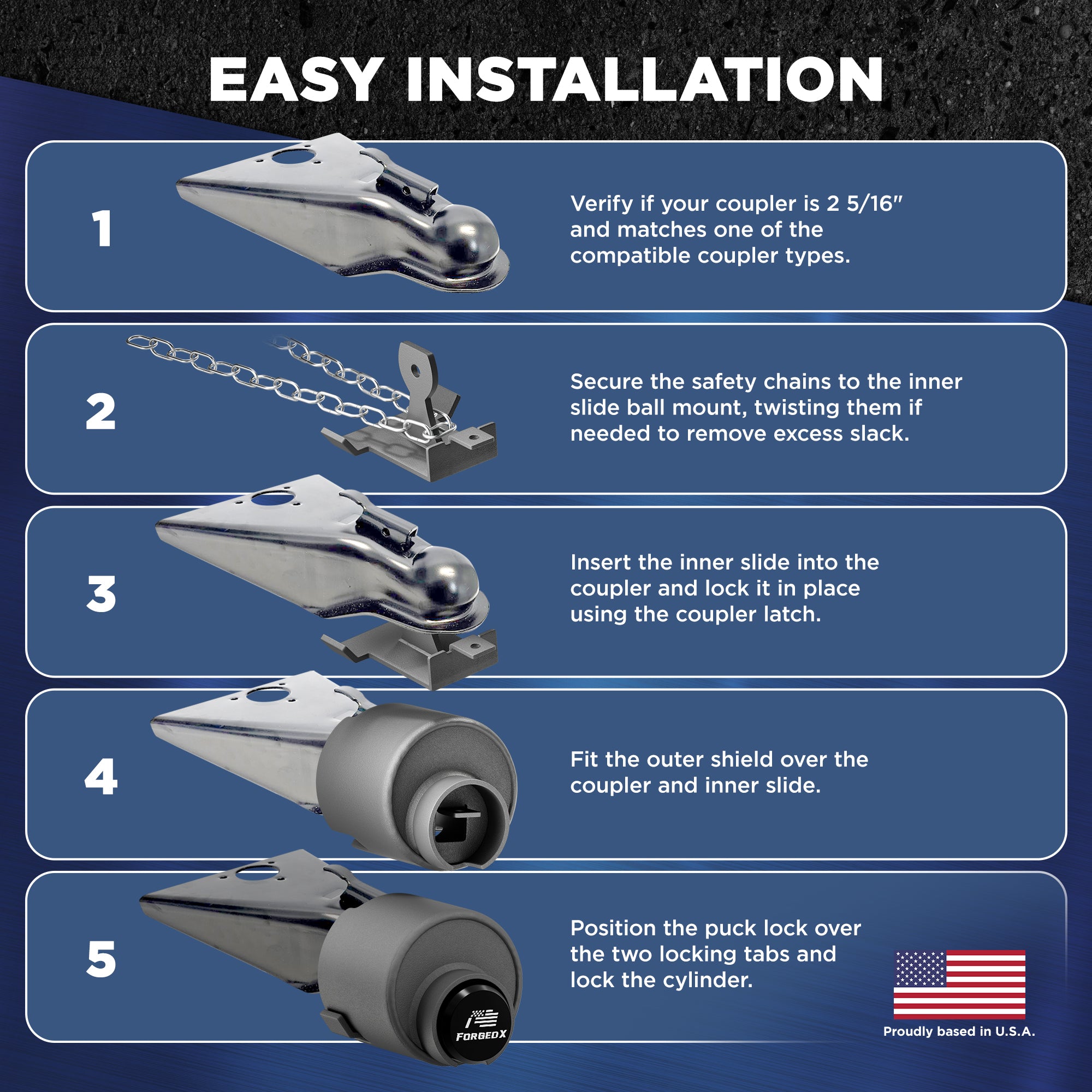ForgedX Shield Pro Max Heavy-Duty Trailer Coupler Lock (Black)