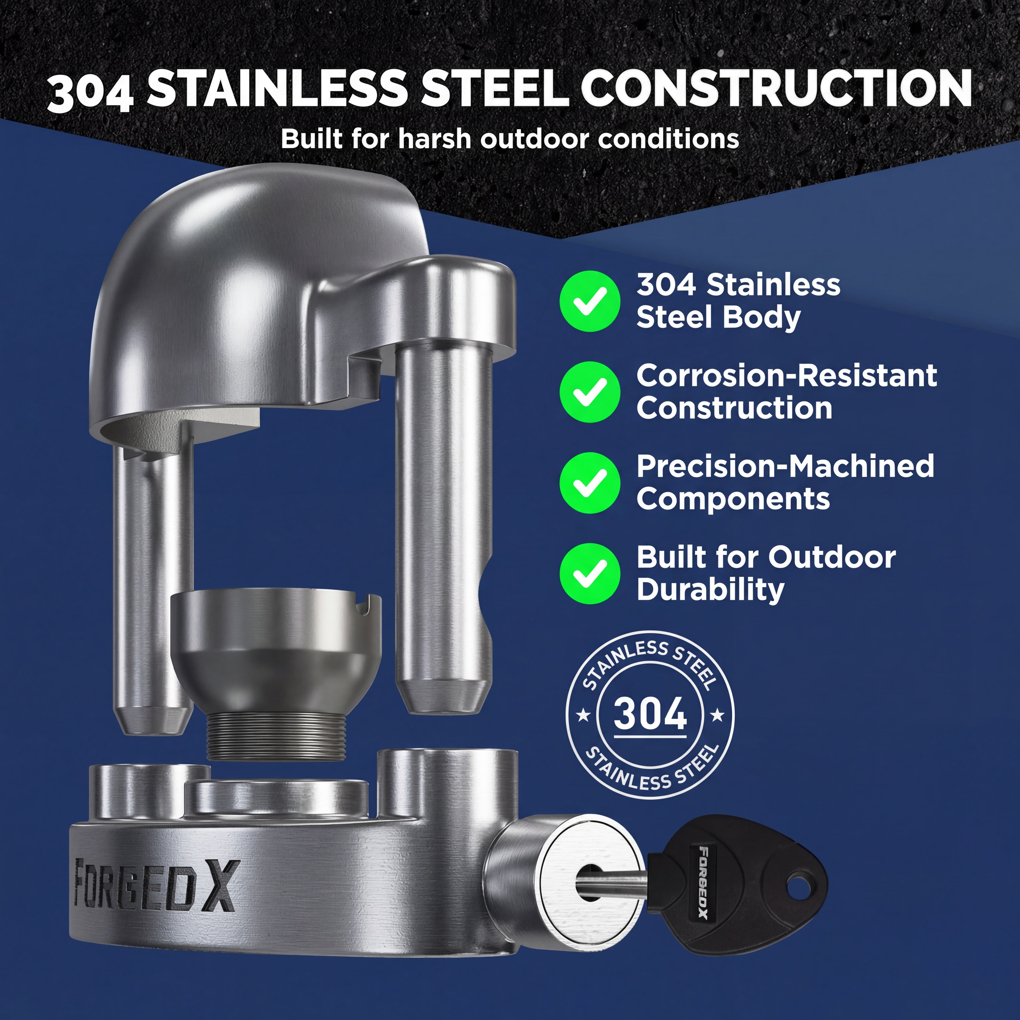 ForgedX Model SS316 Stainless Steel Trailer Coupler Lock