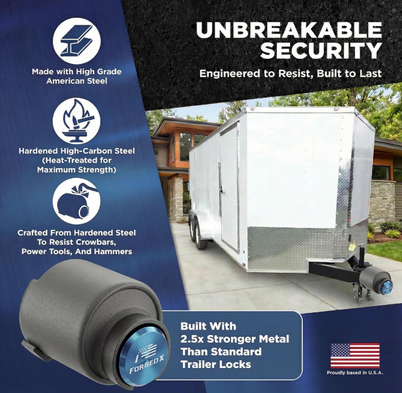 ForgedX Shield Pro Max Heavy-Duty Trailer Coupler Lock (Blue)