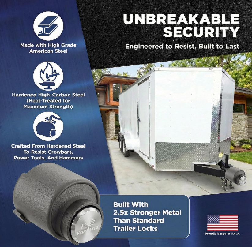 ForgedX Shield Pro Max Heavy-Duty Trailer Coupler Lock (Silver)