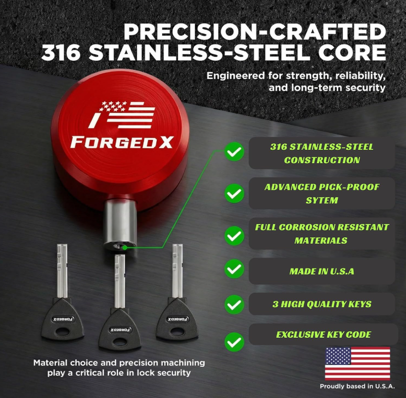 ForgedX Shield Pro Max Heavy-Duty Trailer Coupler Lock (Red)